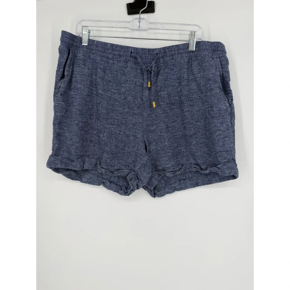 Ellen Tracy Linen Womens Short Boho Striped Beach Coastal Travel Resort Vacation